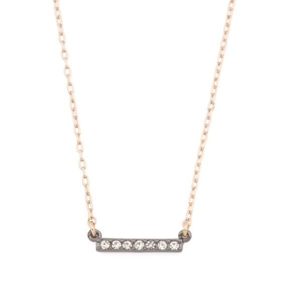 AllSaints Mini Dainty Pave Bar Pendant Gold Tone Plated Brass Necklace New - Picture 1 of 3